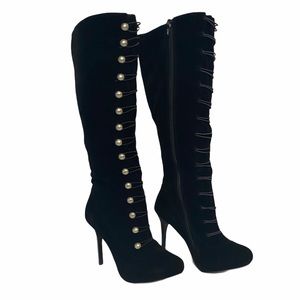 Ladies Sexy black dress boots inside zip